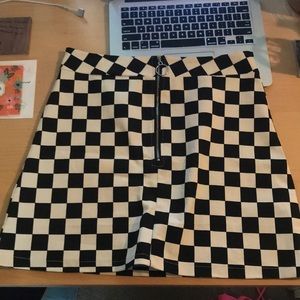 black and white checkered skirt